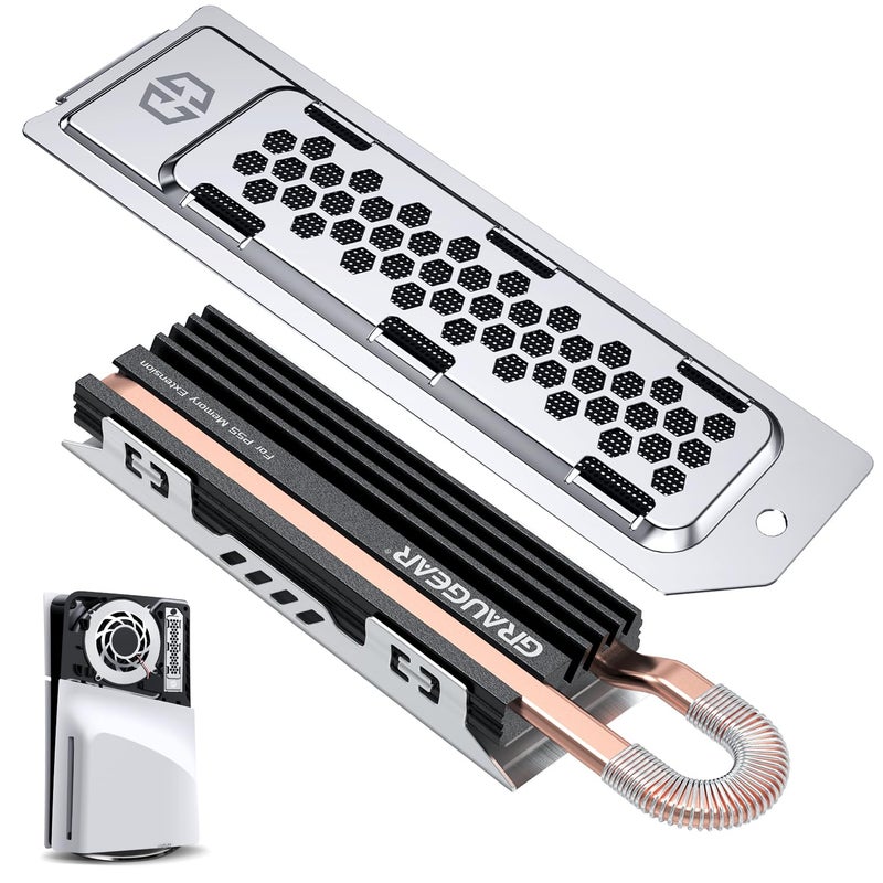 GRAUGEAR PS5 Pro/Slim SSD Heatsink Cover Set, Metal Heat Dissipation Cover, Copper Heat Pipe and Aluminum Fin for PS5 SSD Storage - Image 1